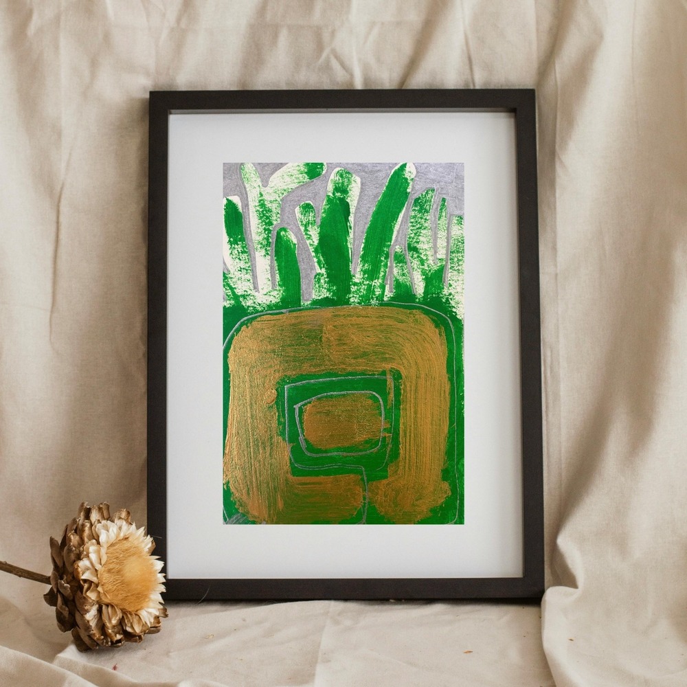 OMAN Original Abstract Expressionist Painting 5.5x8.5 Mixed Media Modern Art